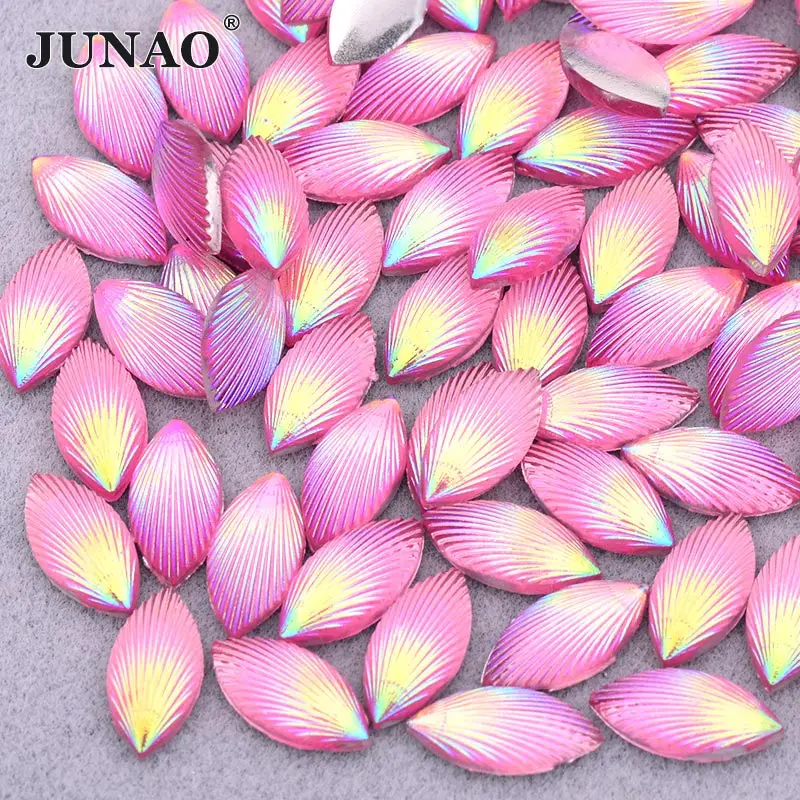 Pink AB JUNAO 7x15 мм, украшенные сверкающими фиолетовыми Стразы ab Crystal аппликация лошадиный глаз стразы кристаллы плоские смола камни не Вышивание камни 200 шт - Цвет: Pink AB
