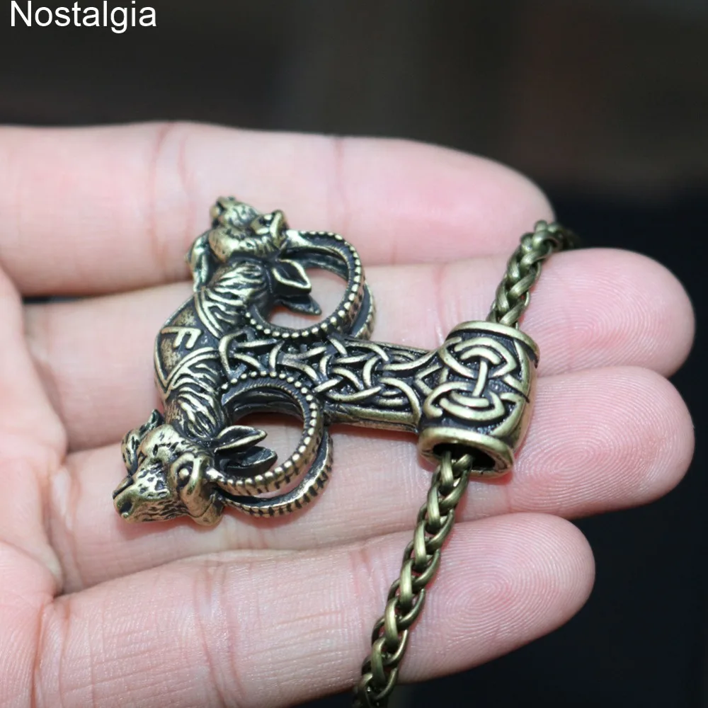 Ностальгия молот Тора двойная коза Wicca Ram амулет подвеска ожерелье Wiccan языческий