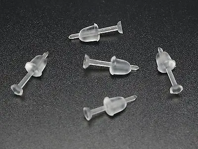 

200 Invisible Clear Plastic 3mm Flat Blank Pad Ear Post Stud Pin with Stopper