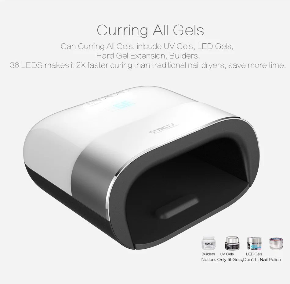 Sunuv sun3 48 Вт УФ светодиодная лампа Menicure LED Таймер Невидимый ЖК-дисплей Дисплей