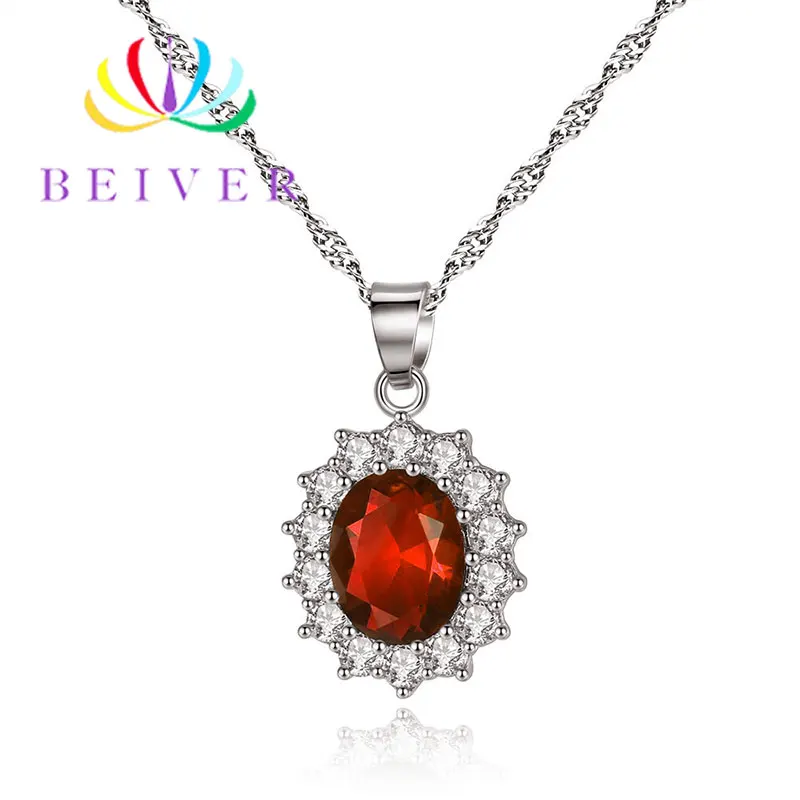 Red Beiver модное 5 цветов AAA+ циркониевое цветочное ожерелье для женщин Белое Золото Цвет Свадебные украшения для дам подарки - Окраска металла: Red