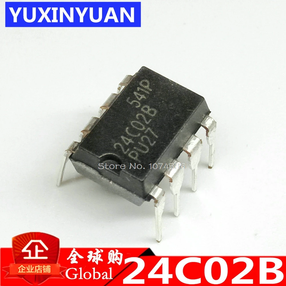 10 шт./лот AT24C02 AT24C02B AT24C02BPU27 24C02N DIP-8 EEPROM Memory IC
