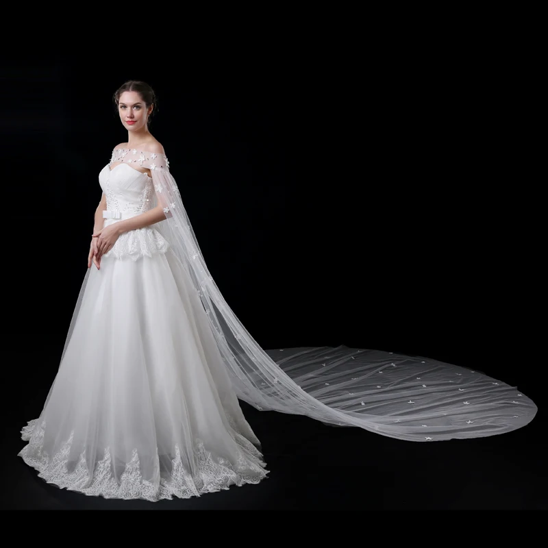 Новинка 2017 элегантная длинная кружевная Свадебная куртка цвета слоновой кости