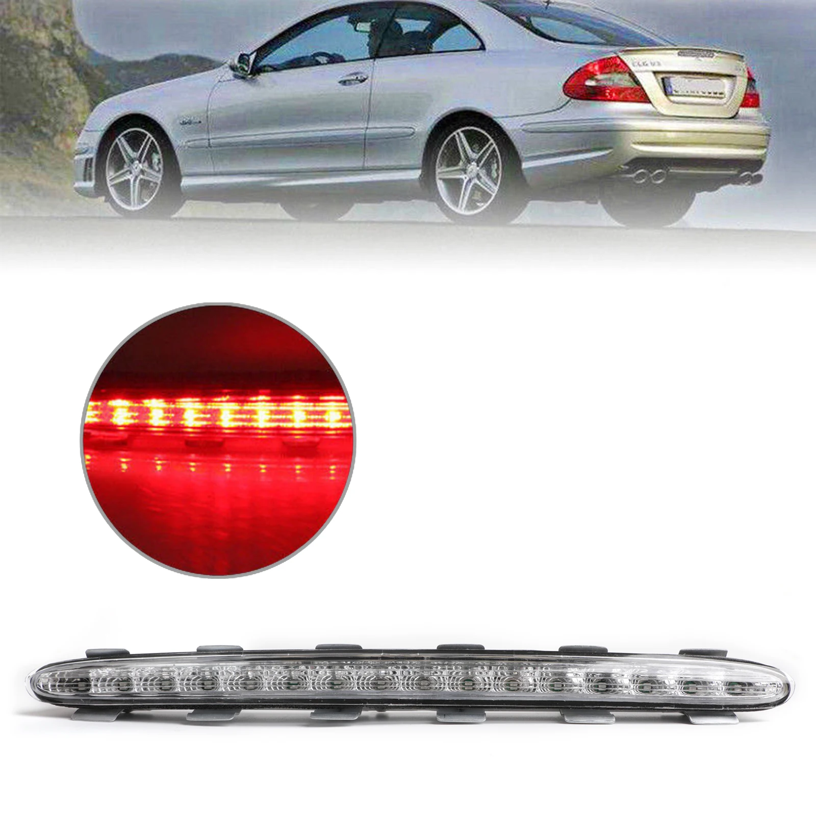 

Areyourshop For Mercedes Benz CLK W209 2002-2009 Third Tail Brake LED Light Stop Lamp Clear A2098200156 Car Accessories Parts
