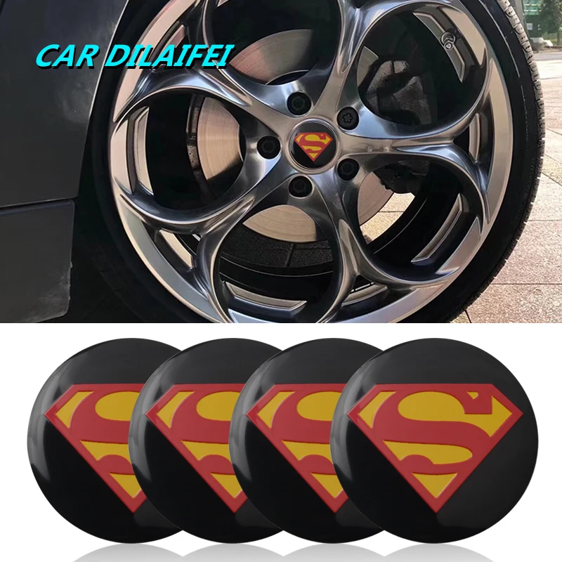 4 шт. 56 мм Супермен изменение стиля автомобиля стикеры Автомобильная Ступица