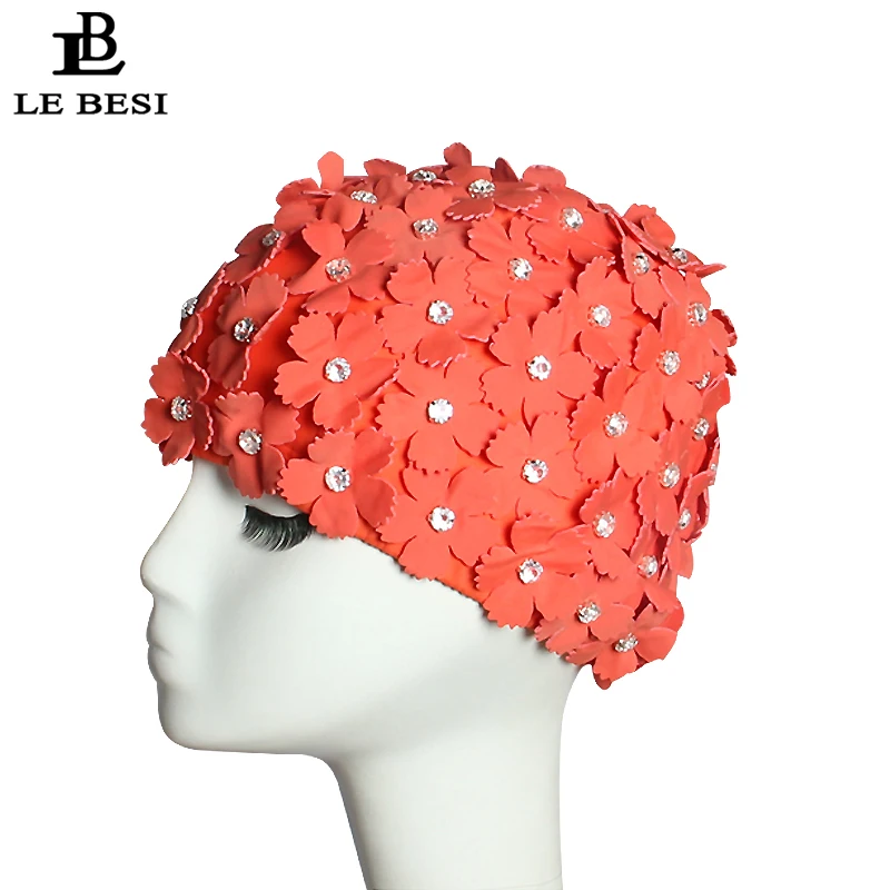 LEBESI Новинка 2017 женская шапочка для плавания взрослых шляпа бассейна с алмазными