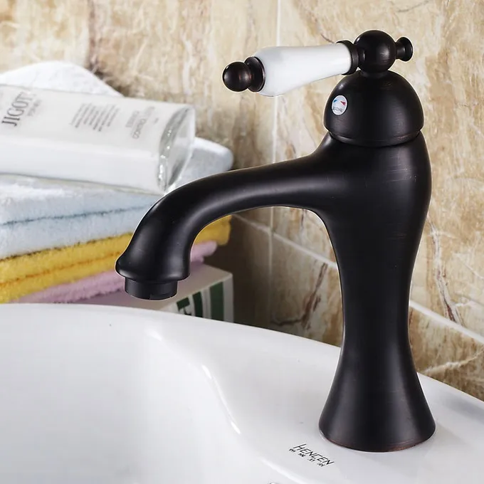 

Black Oil Rubbed Brass Single Handle Bathroom Vessel Sink Basin Faucet Mixer Tap anf552