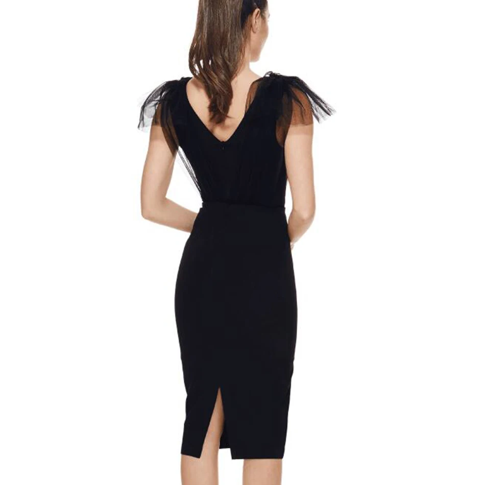 ADYCE Summer Women Bandage Dress Vestidos Verano 2019 Black Tank Sexy Deep V-Neck Sleeveless Bodycon Club Celebrity Party | Женская