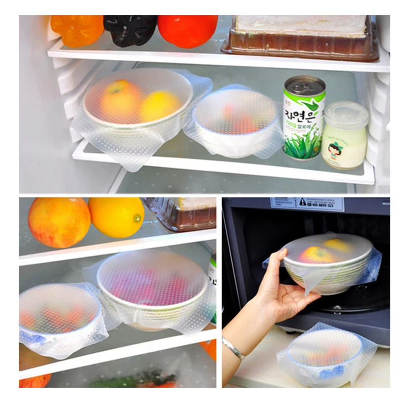 4 шт. силиконовые крышки для чашек упаковка сохранения свежести продуктов