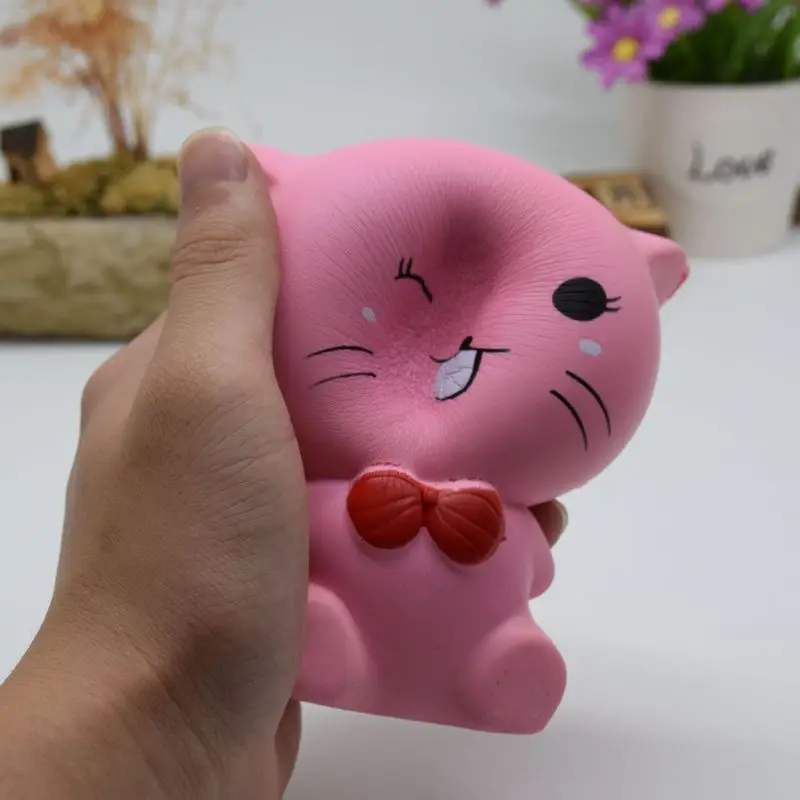 1PC Lovely Expression Pink Cat Squeeze Toys Soft Stress Reliever Cartoon Collection Gift Anti-stress Squishy Toy Christmas |