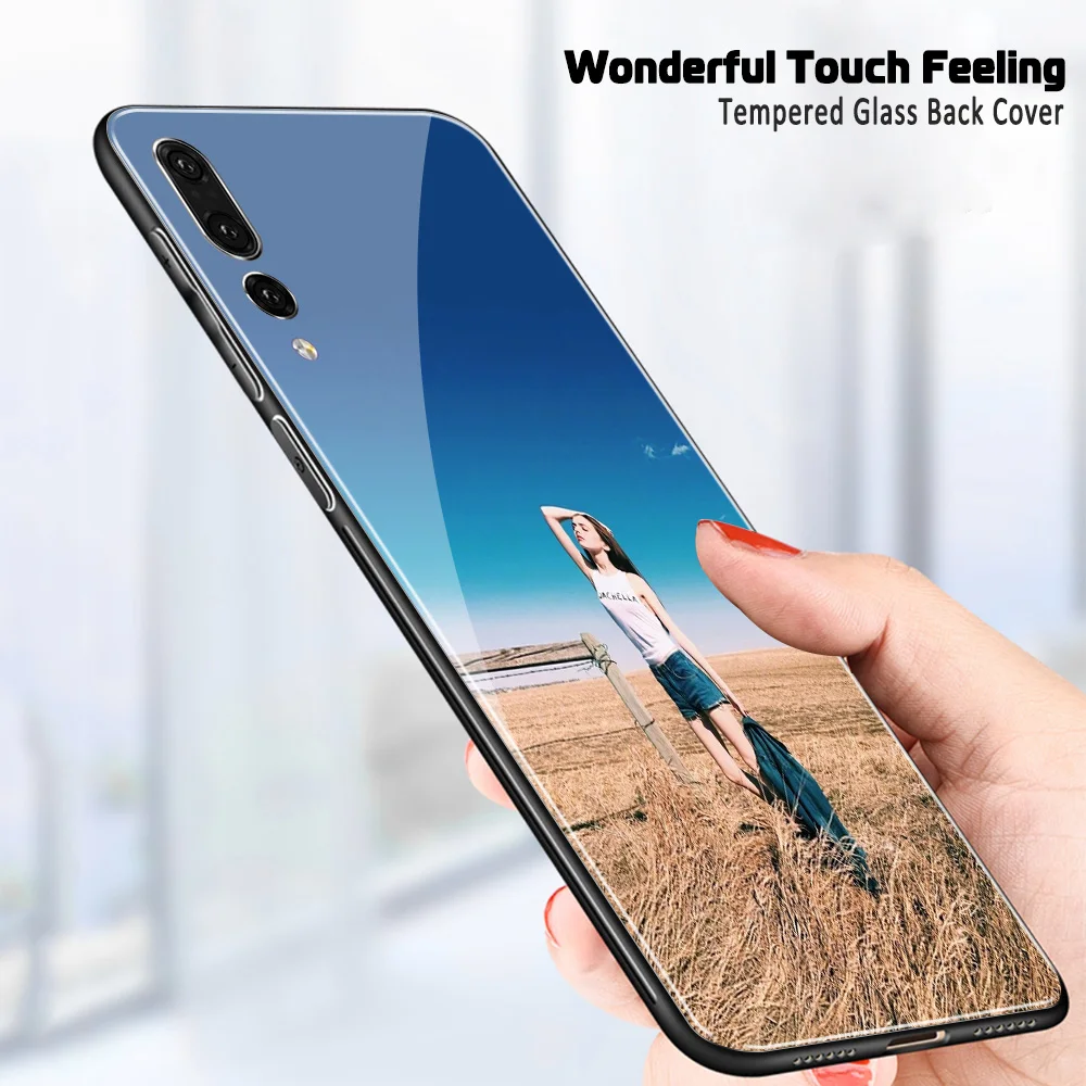 DIY чехол для huawei P20 Стекло сзади индивидуальный заказ Чехол для huawei P9 P10 плюс P20 P30 Pro P20 lite Y7 Y9