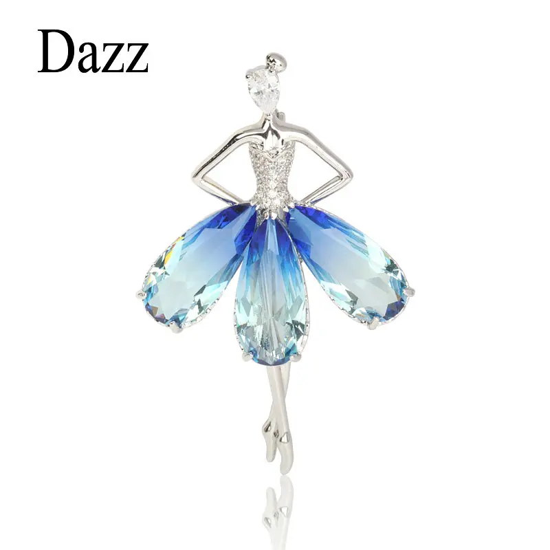 Dazz Изысканный красочный мелкий Циркон балерина девушка брошь для свадьбы одежда для банкета платье костюм шпильки свитера ювелирные изделия подарок