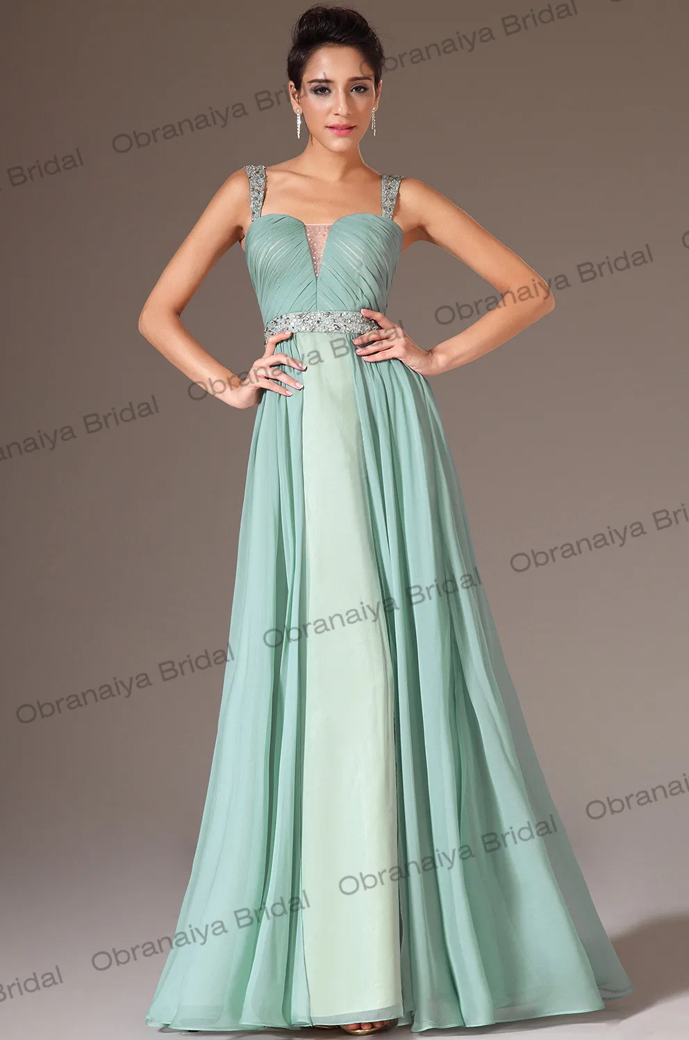 Elegant Gown Spaghetti Strap With Sequined Long Evening Dress 2014 New Arrival Formal Dresses Robe De Soiree OB0253 | Свадьбы и