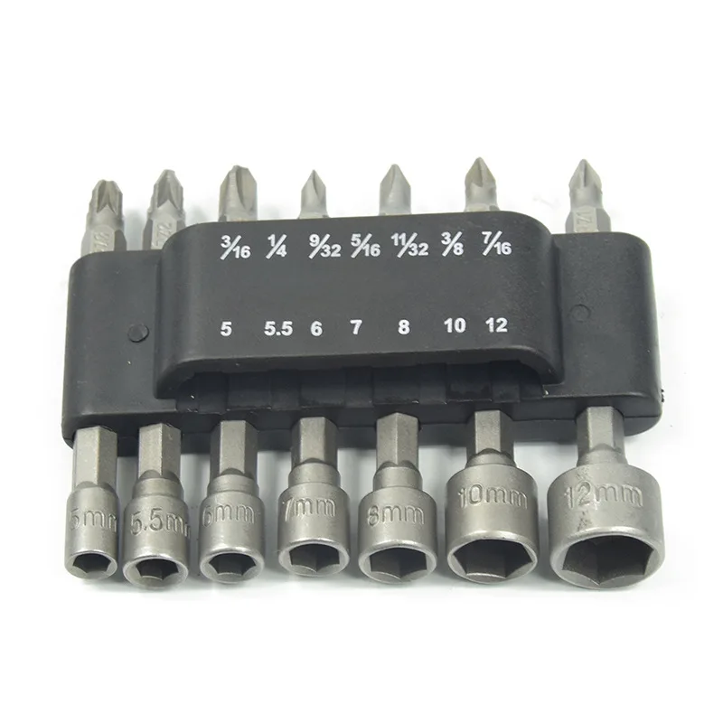 

Milda 14pcs 5-12mm screwdriver Set Hex small Socket Sleeve Nozzles Nut Drill Bit Adapter Power Tools Kit Hex Sleeve Driver Set