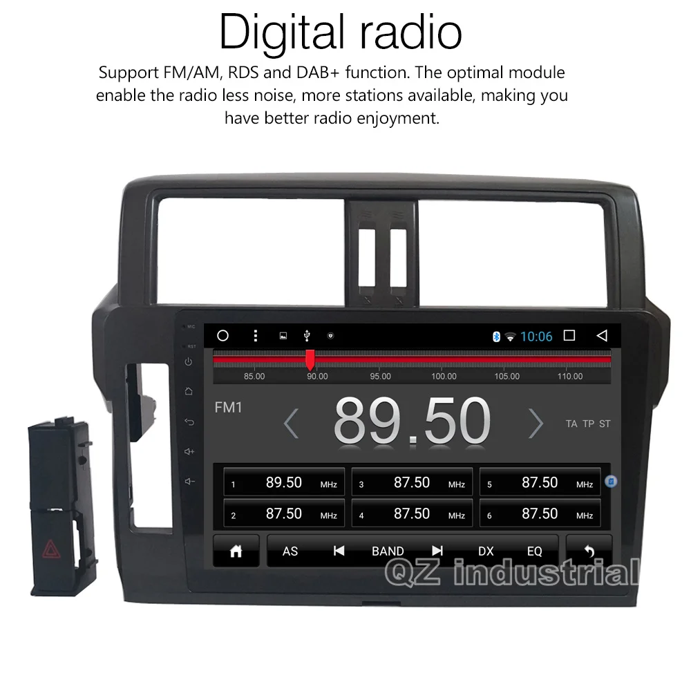 Автомобильный DVD-плеер QZ industrial HD 10.2 дюймов Android 8.1 T8 для Toyota Prado 150 LC150 2014-2016 с 3G 4G WIFI BT Navi Radio RDS.