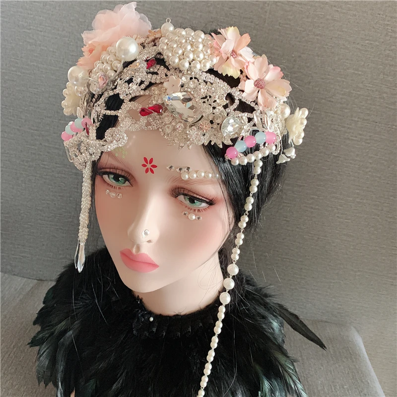 7 видов конструкций Bobbles queen тиара с кистями преувеличивать Личности шоу на сцене модель Тиара для волос тематическая фотография Пекинская оперная шляпа