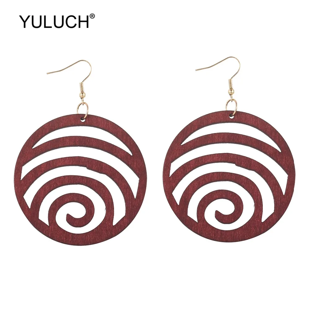 YULUCH 2019 модные деревянные полые облако Подвесные серьги этнические африканские