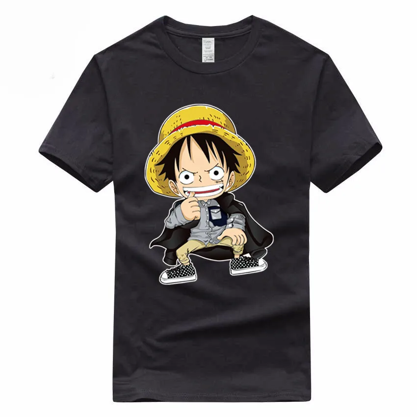 One Piece Luffy японский знаменитый аниме европейский размер 100% хлопковая футболка