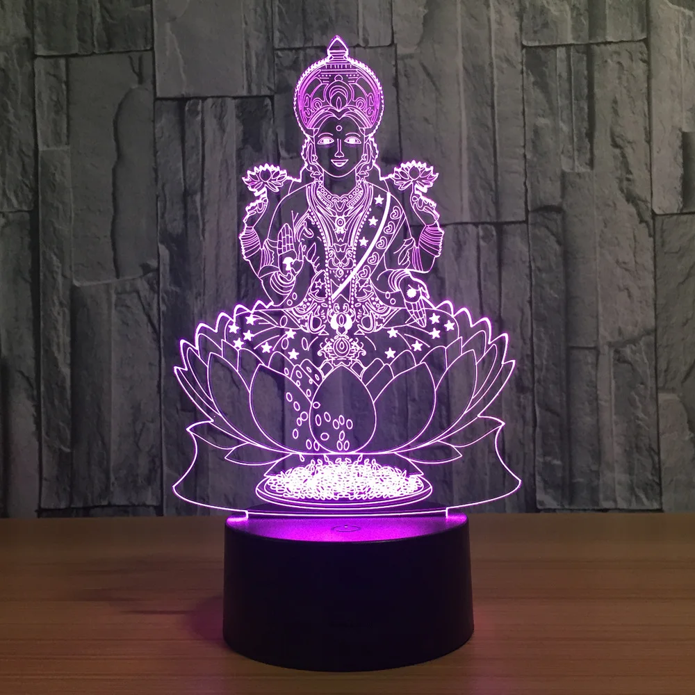 Lotus Guanyin Bodhisat 3D оригинальная Ночная подсветка Lampara прикроватный ночник 7 цветов Bulbing лампа домашняя ночнушка декоративная