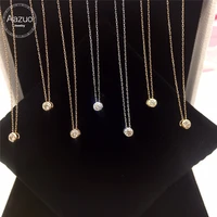 aazuo 18k white gold yellow gold rose gold real diamonds round free pendent necklace gifted for women wedding link chain au750