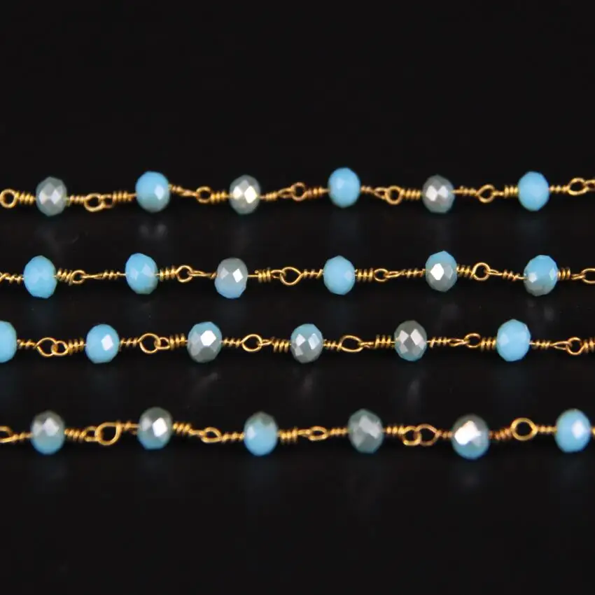 Серебряное серое титановое покрытие светло-голубое стекло граненый Rondelle