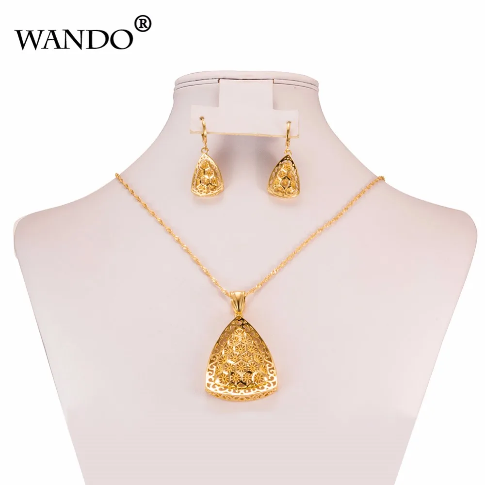 WANDO 24k модное колье золотого цвета женское ожерелье серьги набор Эфиопии из