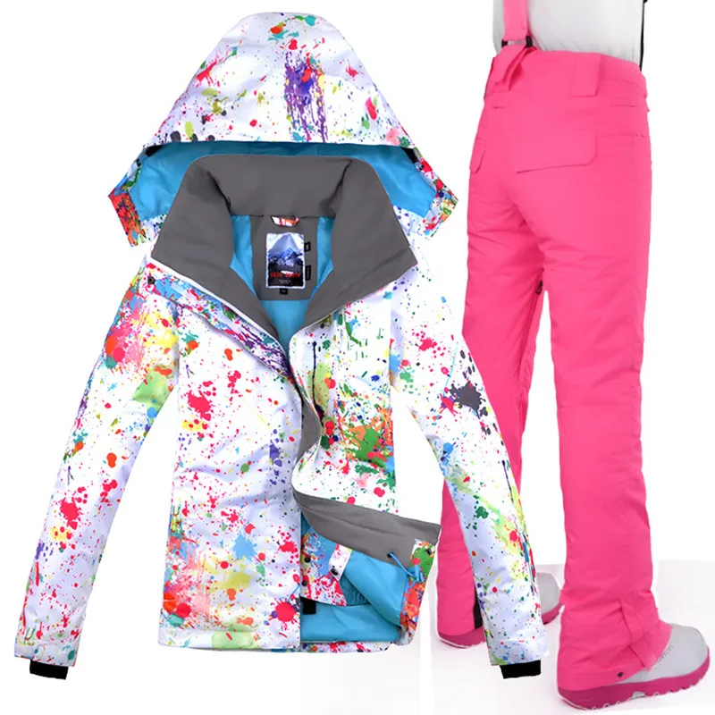 Женский лыжный костюм ветрозащитная водонепроницаемая куртка + штаны Супер