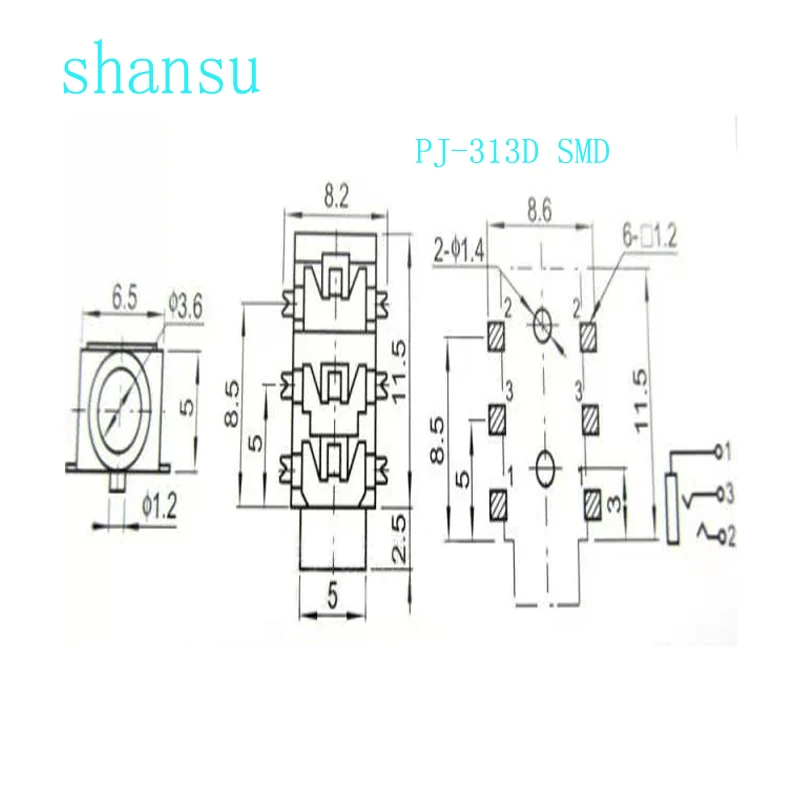 10 шт. розетка для наушников 3 5 мм DIP/SMD PJ313/PJ313D | Обустройство дома