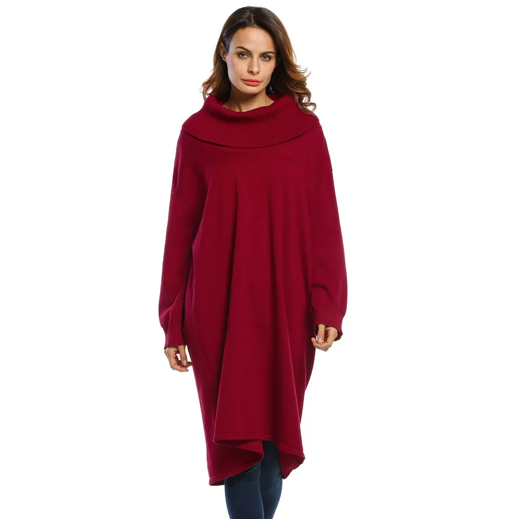 Женская водолазка с длинным рукавом ACEVOG однотонное свободное трикотажное платье