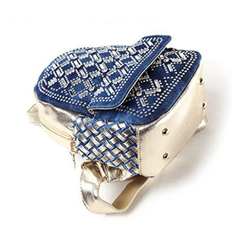 Новый стильный плечевой рюкзак женщинская сумка модная из джинсовой холста вязаная сумка водная буровая студенческая школьная сумка Мини-подросток Y102.