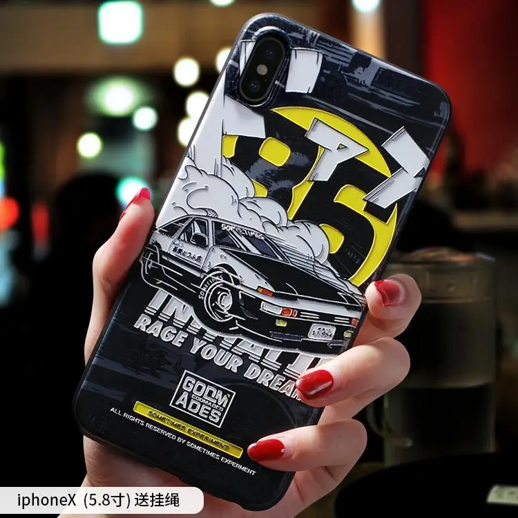 Initial D, Луна, астронавт, предупреждение о запрете курения рельефным тиснением чехол для iphone X Обложка для iphone 6 6s 7 8 plus