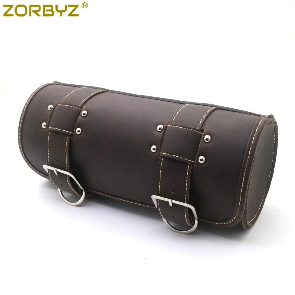 ZORBYZ винтажная мотоциклетная Сумка-седло из искусственной кожи круглая