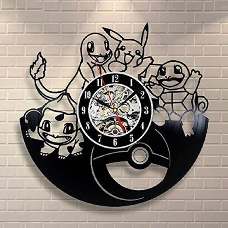 4 Saat Wandklok Pokemon настенные часы дизайн декоративная детская комната мультфильм Пикачу винтажные виниловые часы-пластинка домашние декоративные часы - Цвет: 4