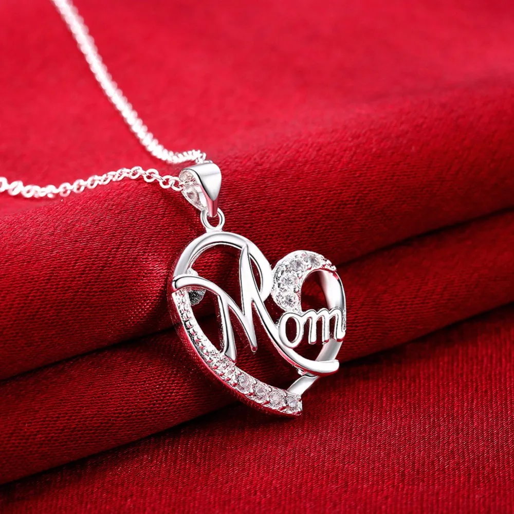 GNIMEGIL модное ожерелье в форме сердца с надписью MOM серебряный цвет AAA CZ камень
