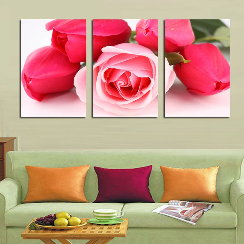 3 шт. Бесплатная доставка Дешевая современная настенная краска красные розы