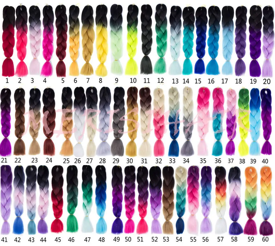 MERISIHAIR Омбре 24 дюйма 88 цветов в наличии синтетические крючком удлинители волос