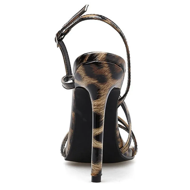 COWCOM/11 5 см женская обувь леопардовые пикантные босоножки из лакированной кожи на