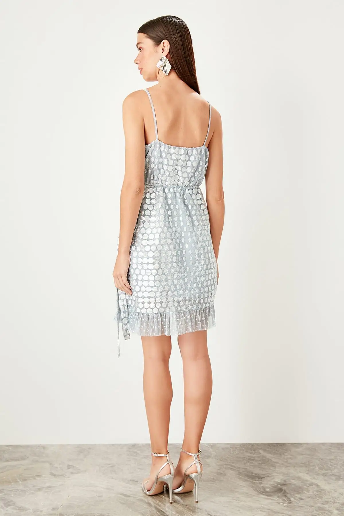 Trendyol Mavi Платье с оборкой TPRSS19EL0027|Женские платья| |