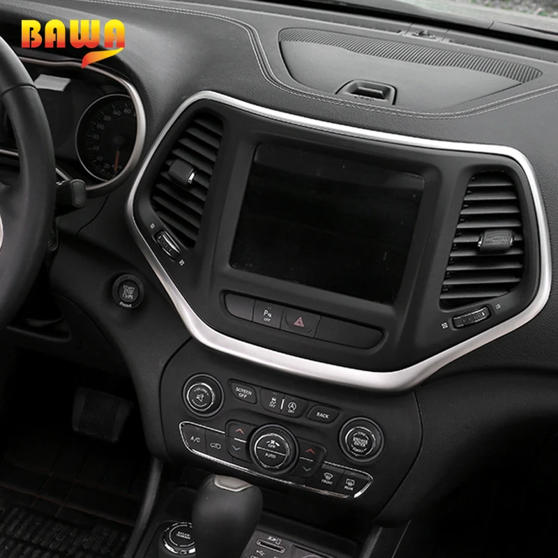 

BAWA Interior Mouldings Dashboard Navigation GPS Panel Decoration Cover for Jeep Cherokee 2014-2016