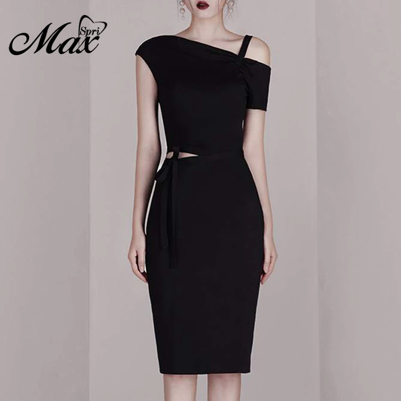 Женское платье-футляр с открытыми плечами Max Spri облегающее платье до колена