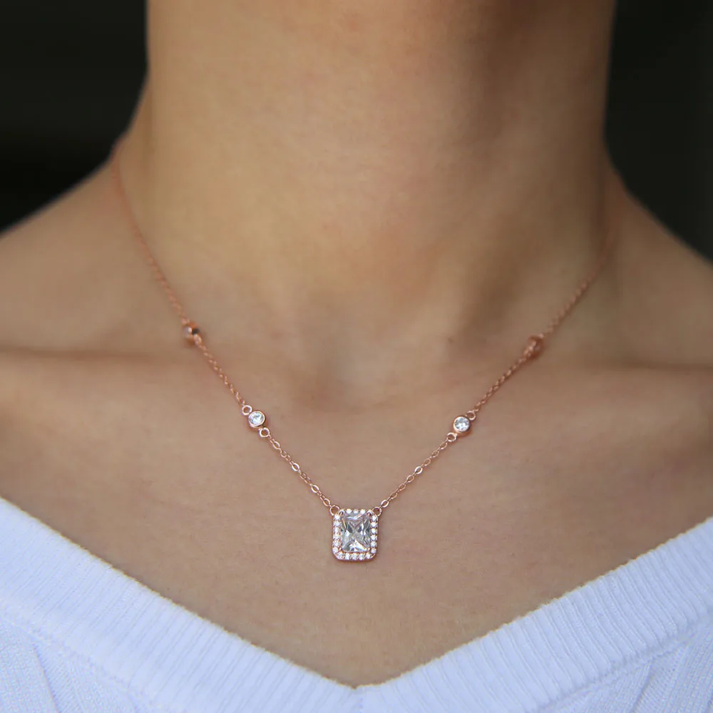 Ожерелье с кристаллами квадратные и круглые подвески ожерелье из натурального