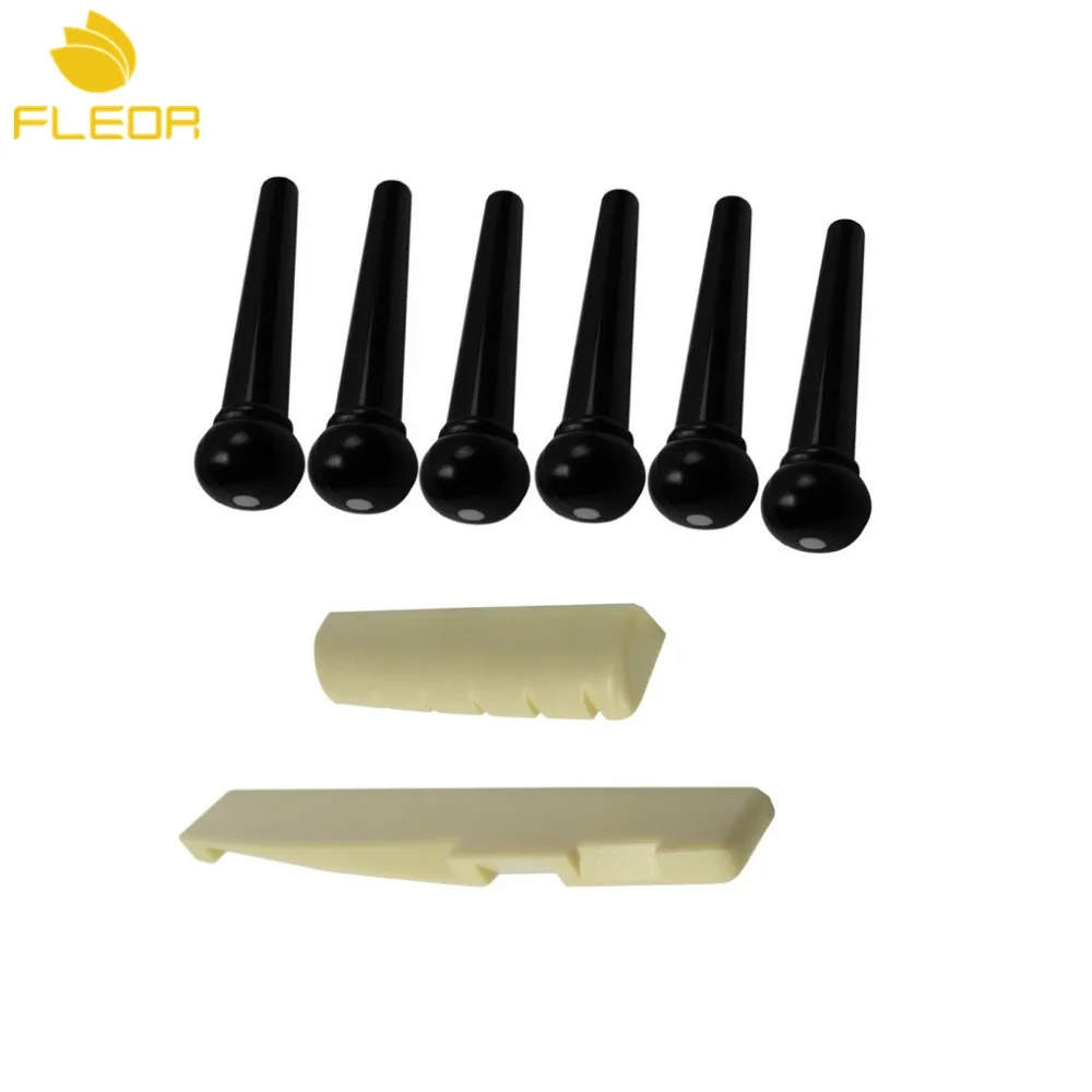 FLEOR набор пластиковых шлицевых акустических гитар Гайка Седло и Мост Pin для 6