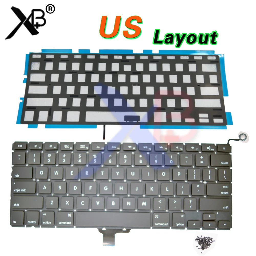 

US keyboard/Backlight Backlit+100pcs keyboard screws For MacBook Pro 13.3" A1278 2008-2012 Years