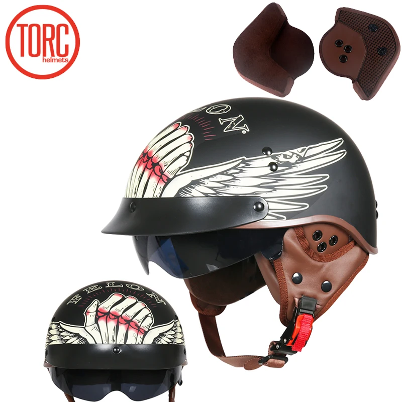 TORC Новое поступление винтажные мотоциклетные шлемы с половинчатым лицом Casco Casque