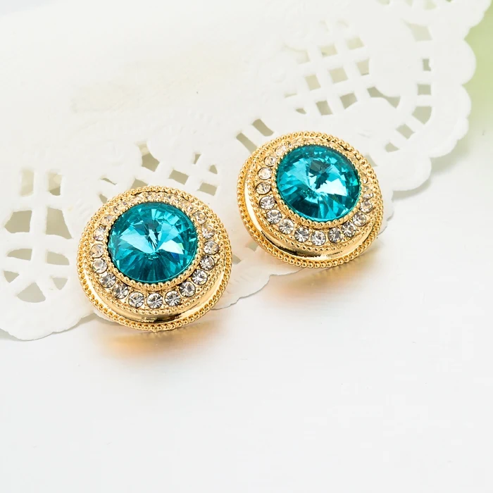 TOUCHEART Fashion Handmade Jewelry Round Blue Crystal Earrings With Stones For Women Gold Cubic Zirconia Stud Earings SER150078 | Украшения