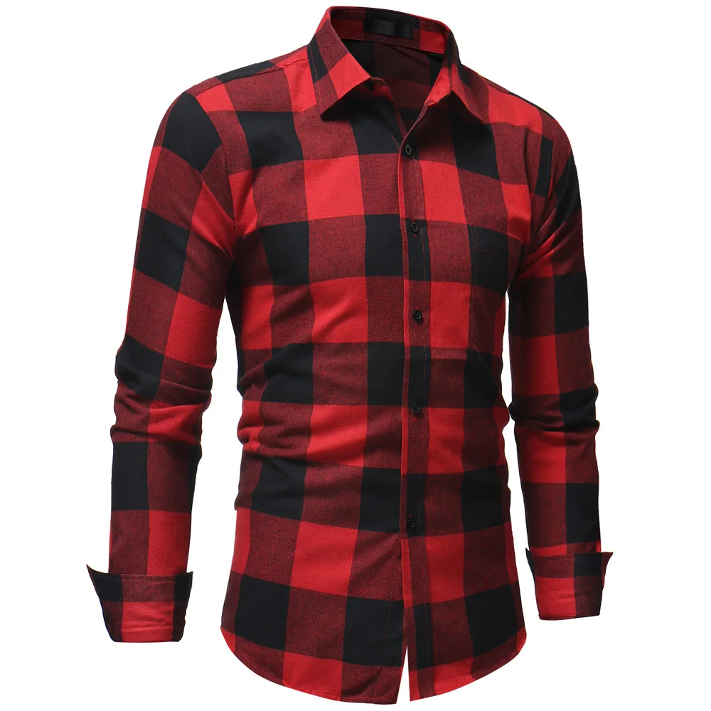 Клетчатая рубашка мужские рубашки 2018 новая мода Chemise Homme клетчатые с длинным