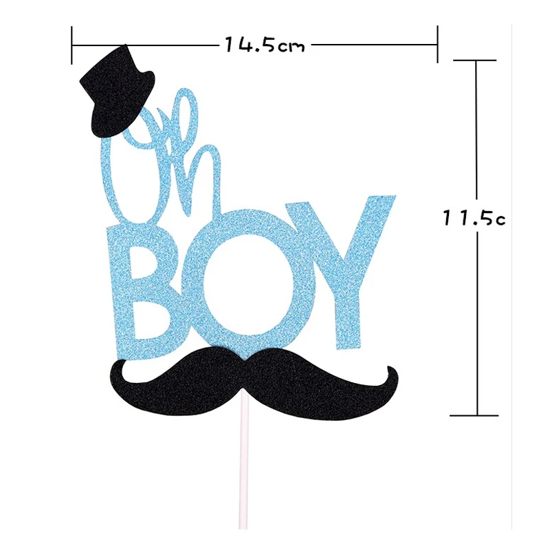 Сверкающие Мультяшные усы oh boy/little man Топпер для торта, украшения торта на день рождения, Детские вечерние подарки на день рождения