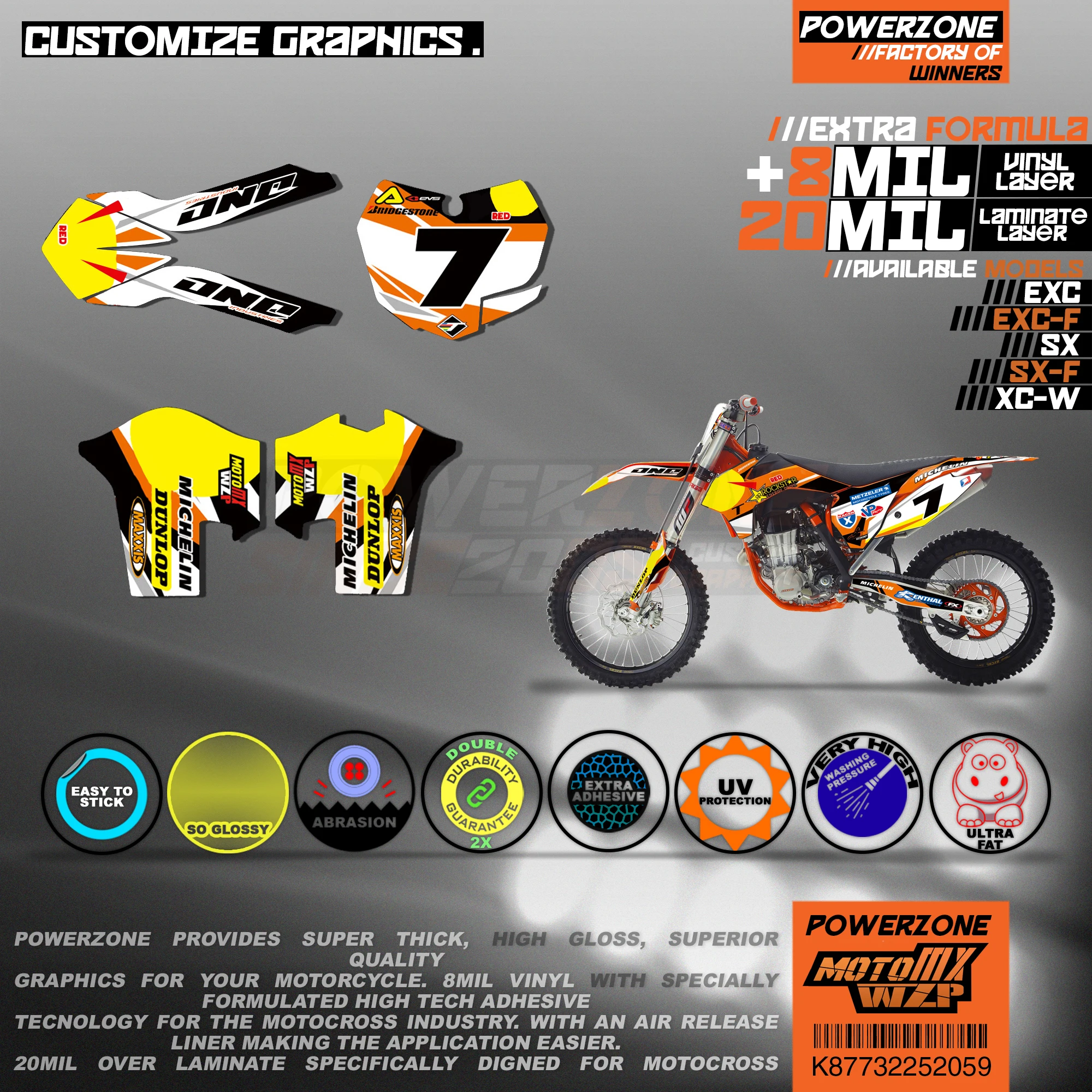 Персонализированные графические фоны PowerZone Team наклейки 3M Набор наклеек для KTM SX SXF