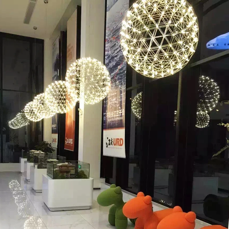 TZ Metal Pendant Lamp Modern LED Firework Ball Lights Silve Hanging Lamps Pendente iliminacao sala de jantar | Освещение