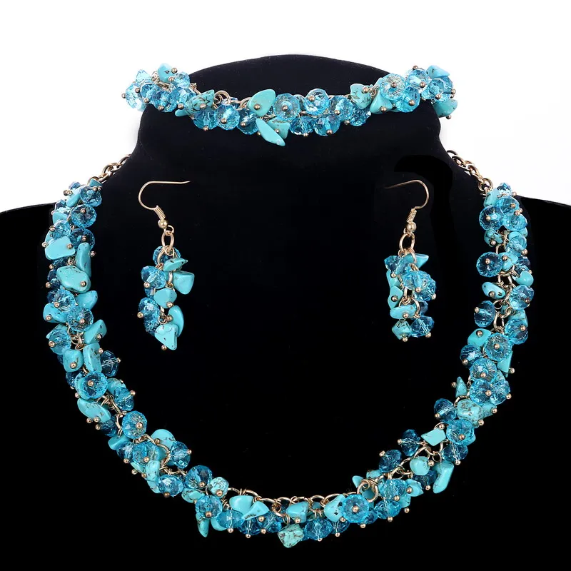 Гесиода 8 Цвета Биб массивное короткое колье воротник ожерелье серьги браслет из